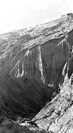 Steep ground at the head of Mule Gully and Walker's Ridge.